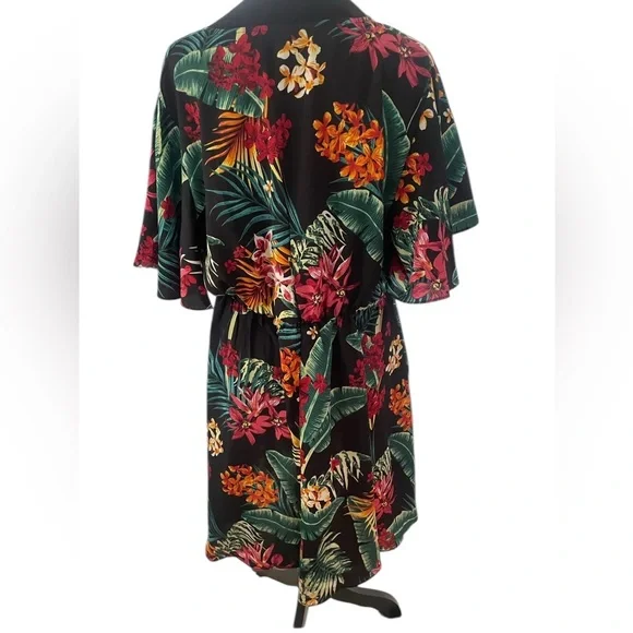 Breezaya Floral and Tropical Print A-Line Dress,XL - Picture 4 of 5